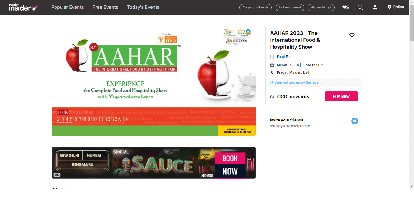 Aahar Exhibition Tickets