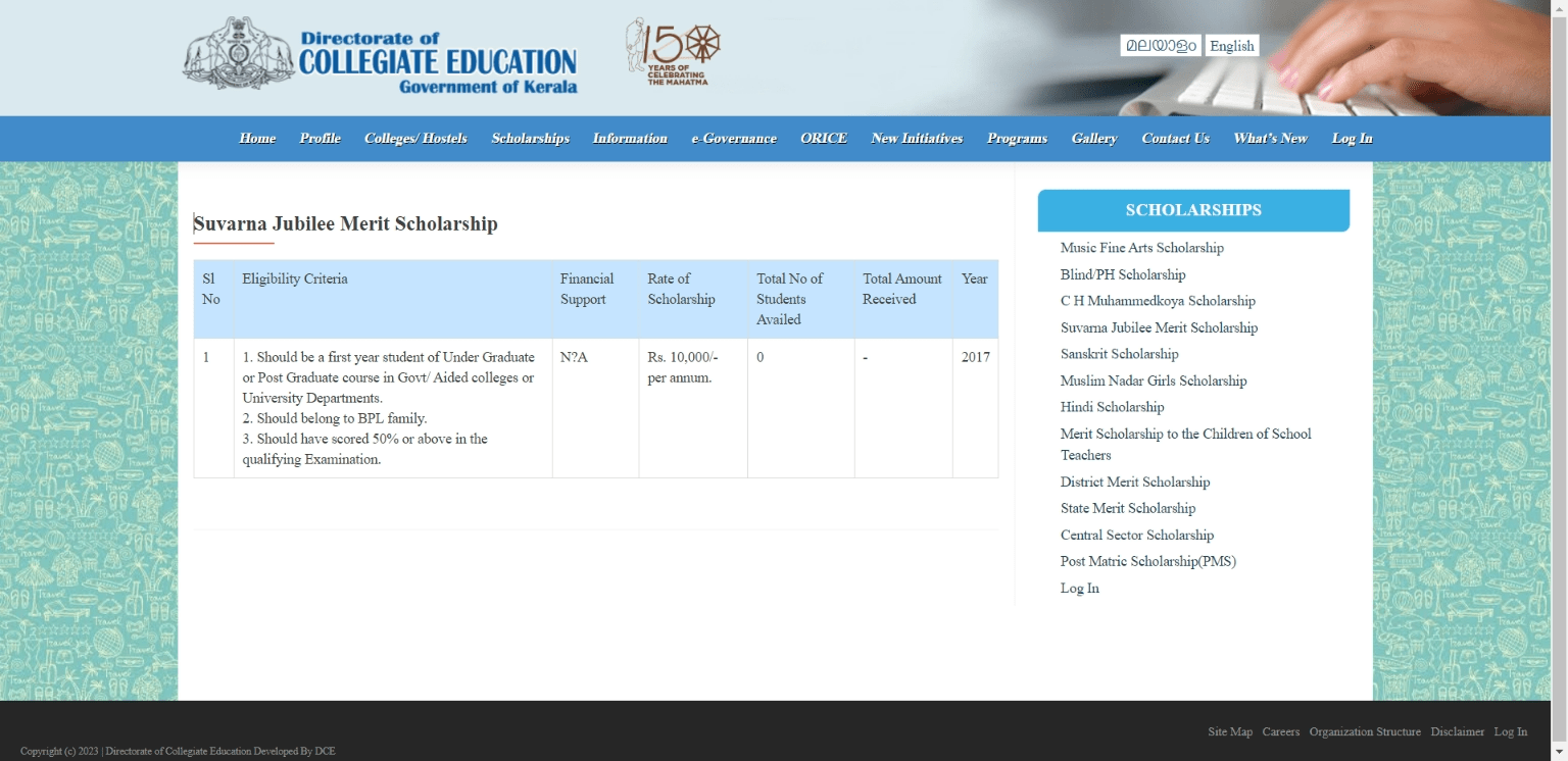 Suvarna Jubilee Merit Scholarship