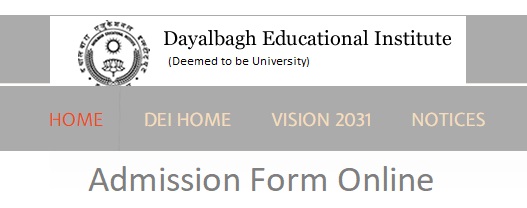 DEI Admission Form, Apply Online, Application Form, Date
